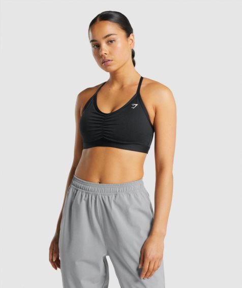 Women's Gymshark Ruched Sports Bra Black | CA 7A163D